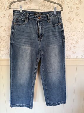 Judy Blue Cropped High-Rise Straight Jeans in Blue Wash